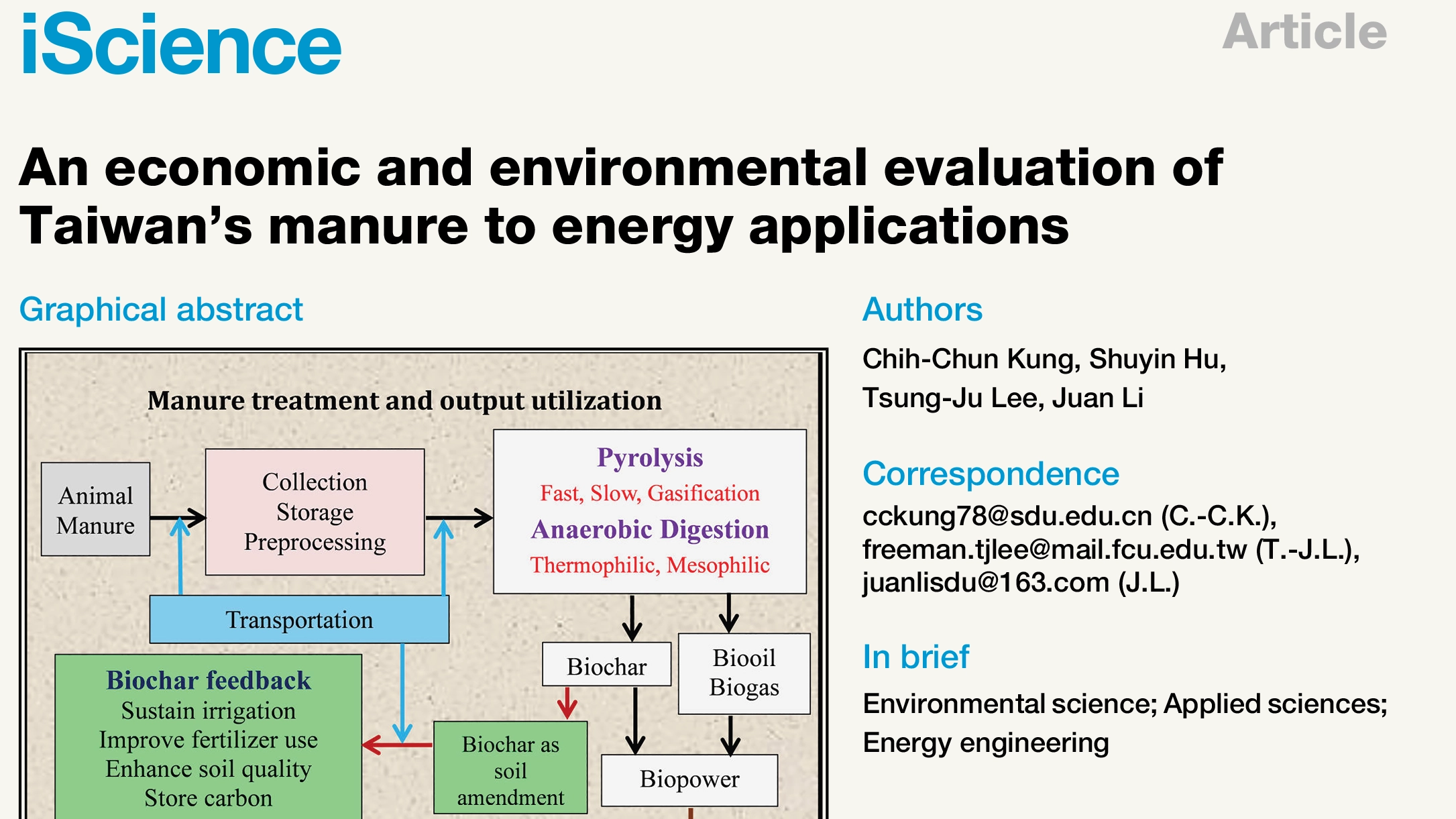 iScience Manure Power Study Taiwan cover thumbnail